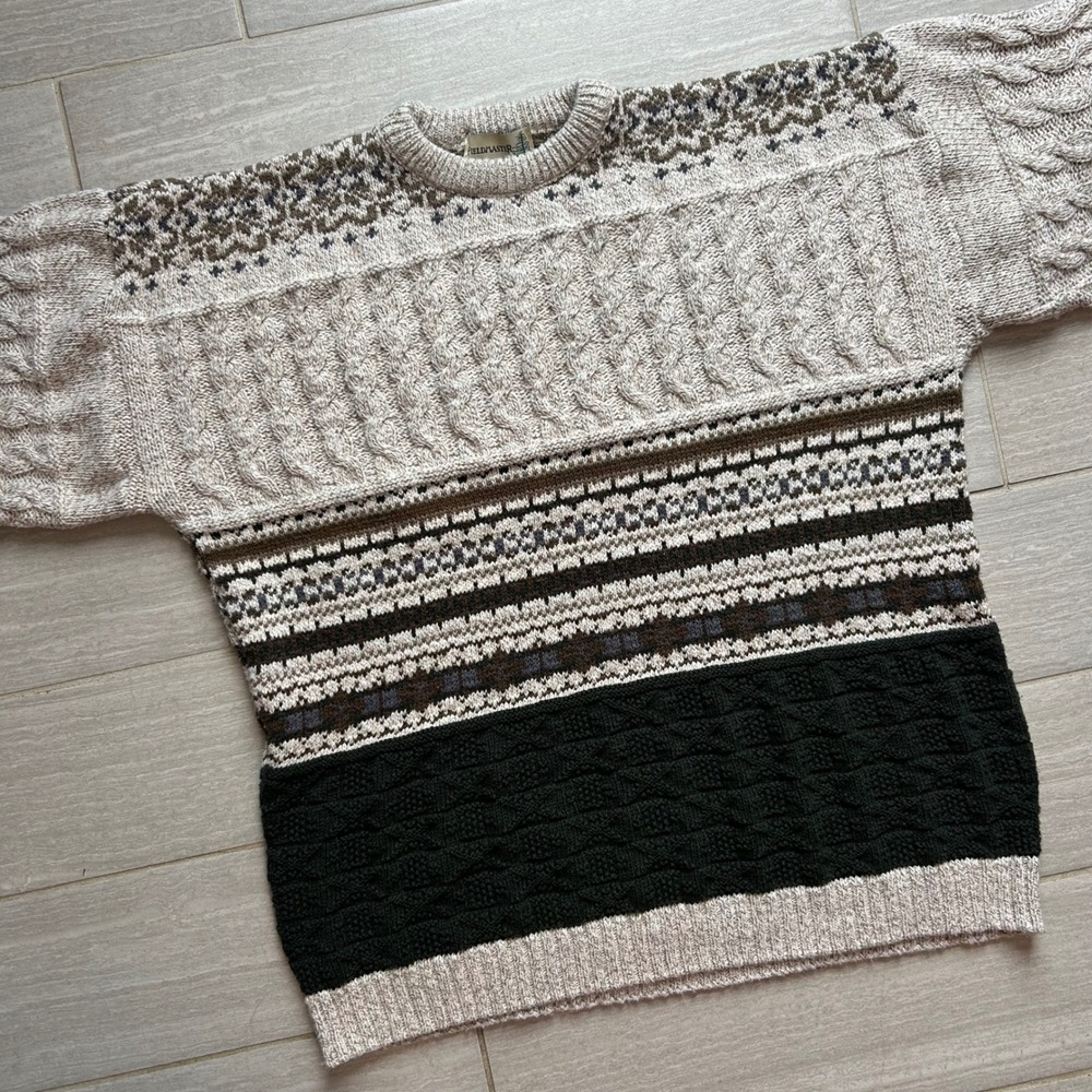 Vintage Fieldmaster Cable Knit Sweater Men Size XL Made In USA‎ Outdoor Crewneck